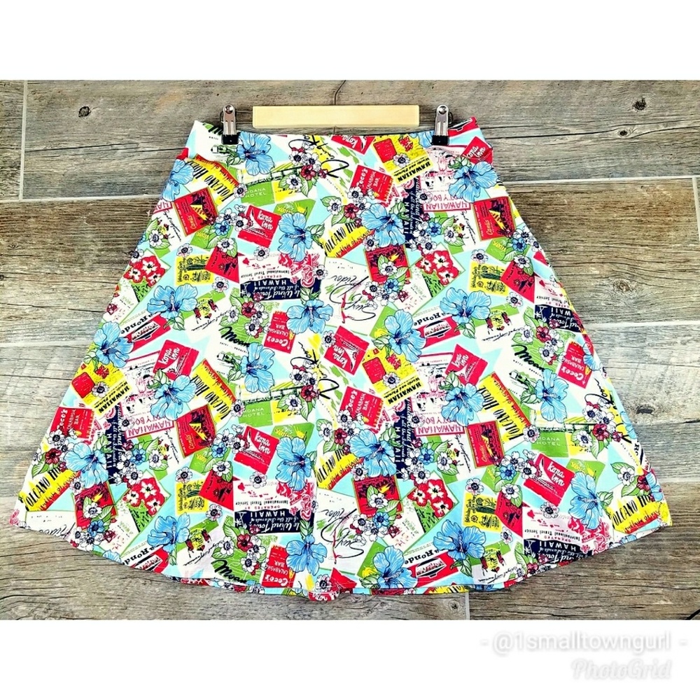 VTG Zinc Hawaiian Graphic Print Fit & Flare 10/11